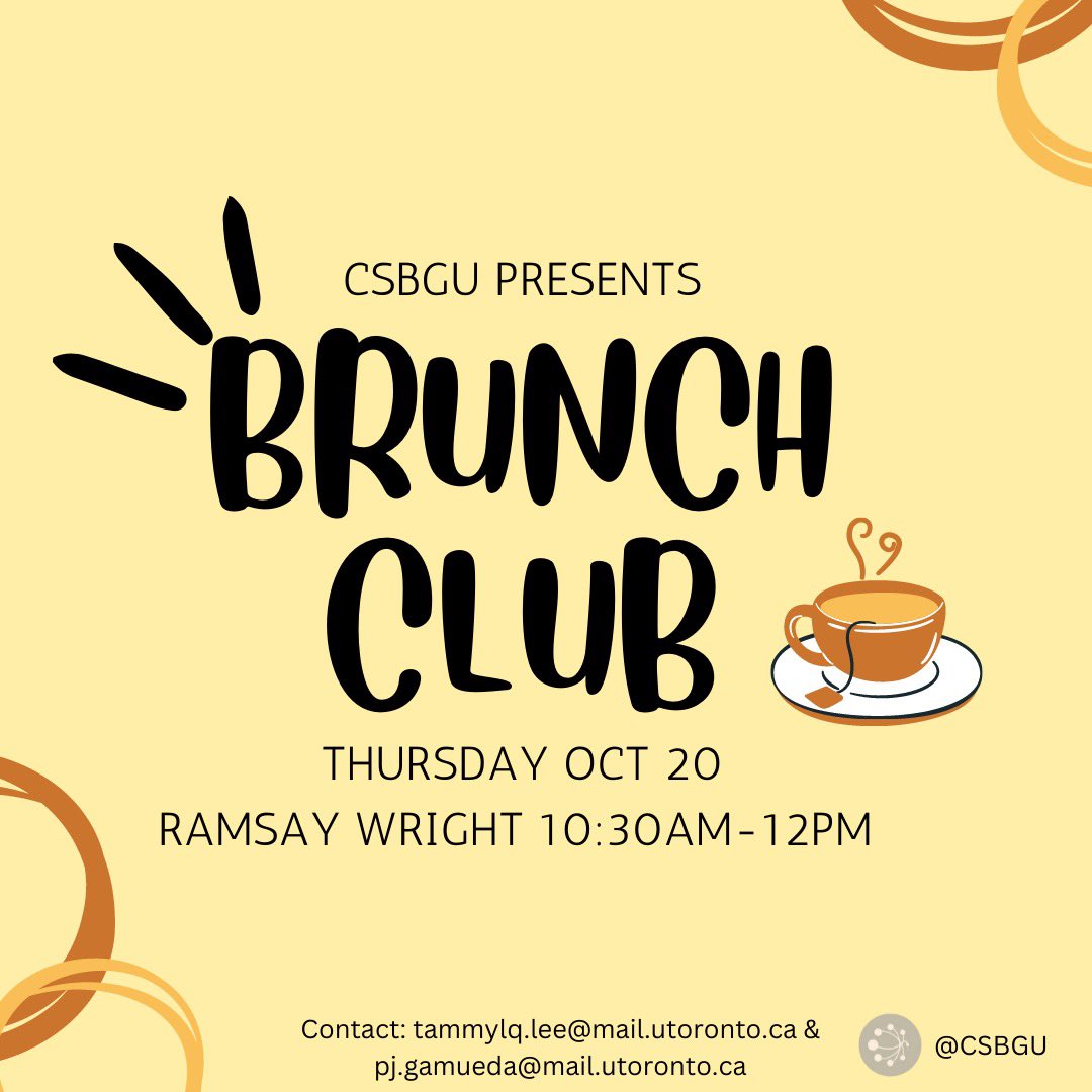 CSBGSU's tweet photo. This year, CSBGU will be rebranding breakfast club to brunch club! Our first monthly brunch club of the year will be on October 20th from 10:30am to 12:00pm! 🥳🎉
We’ll be handing out food from 10:30am to 11:30am—after that, catch us at the new CSBGU office (RW 611) until noon! https://t.co/AaxzEh7ReR