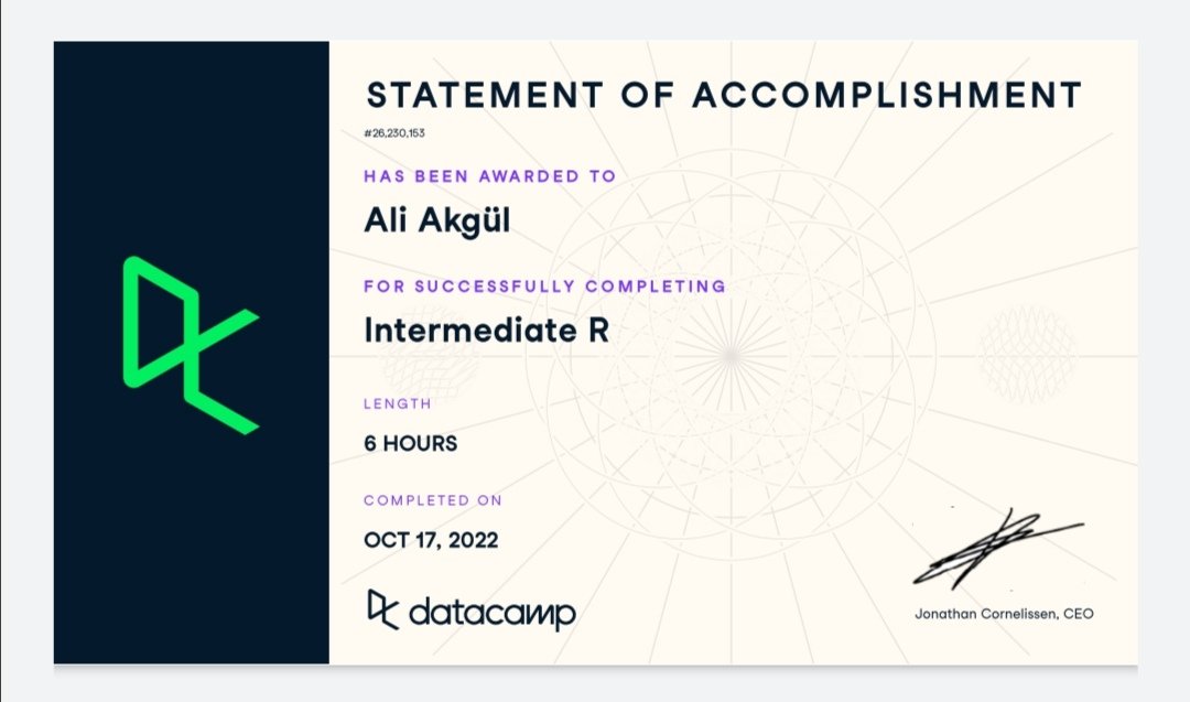 aliakgull_'s tweet photo. #RProgramming
#DataScience
#Certificate
#Datacamp https://t.co/dBMsbcXDcC