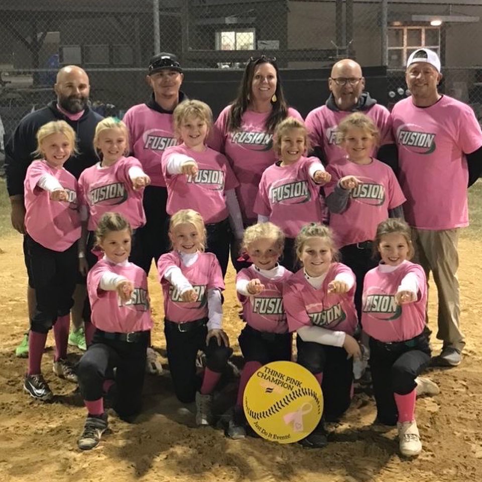 FusionSB_'s tweet photo. Our #GirlsInGreen (and pink) getting it done! Congrats to 12U 10 Oster and 8U 14 Medley on your tournament wins! Thank you to everyone that competed in #PlayforKate 💚 https://t.co/BTQnkM8umG