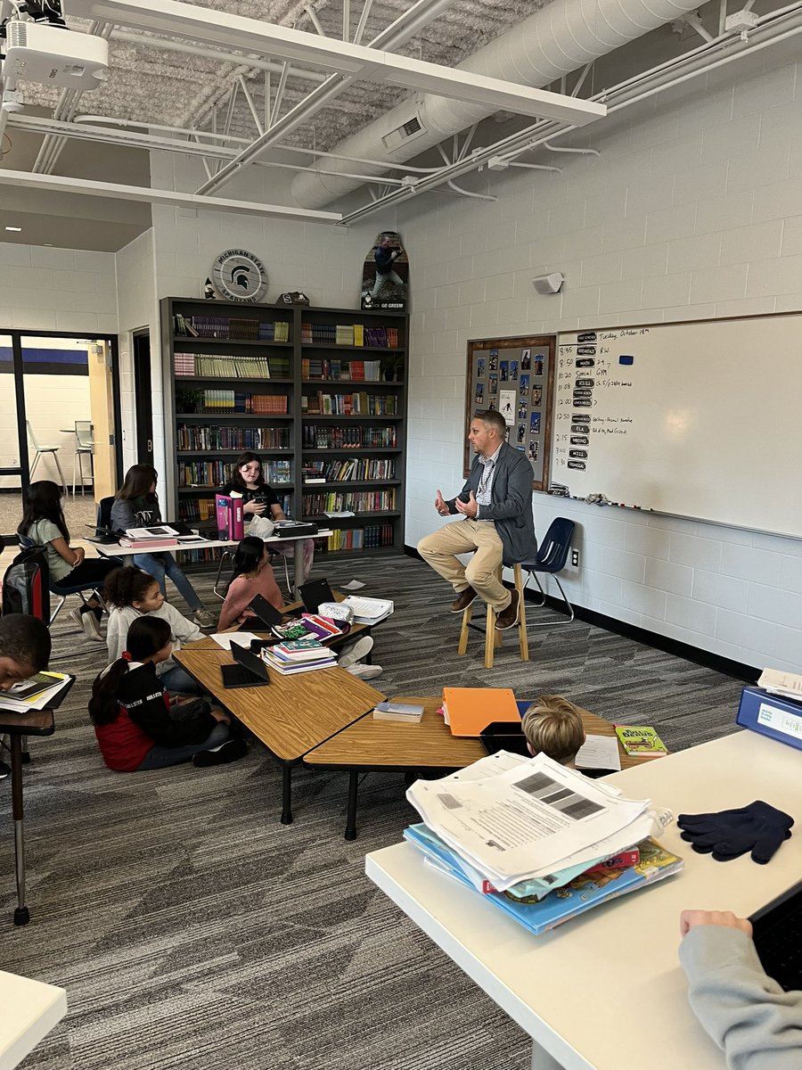 Had the opportunity to place <a href="/MrBrummelWO/">Matt Brummel</a>, the fourth principal of Great Lakes Elementary, on the Hot Seat today. The students rose to the occasion, asking questions surrounding his “why”. We are excited to teach and learn alongside you Principal Brummel #GoWO