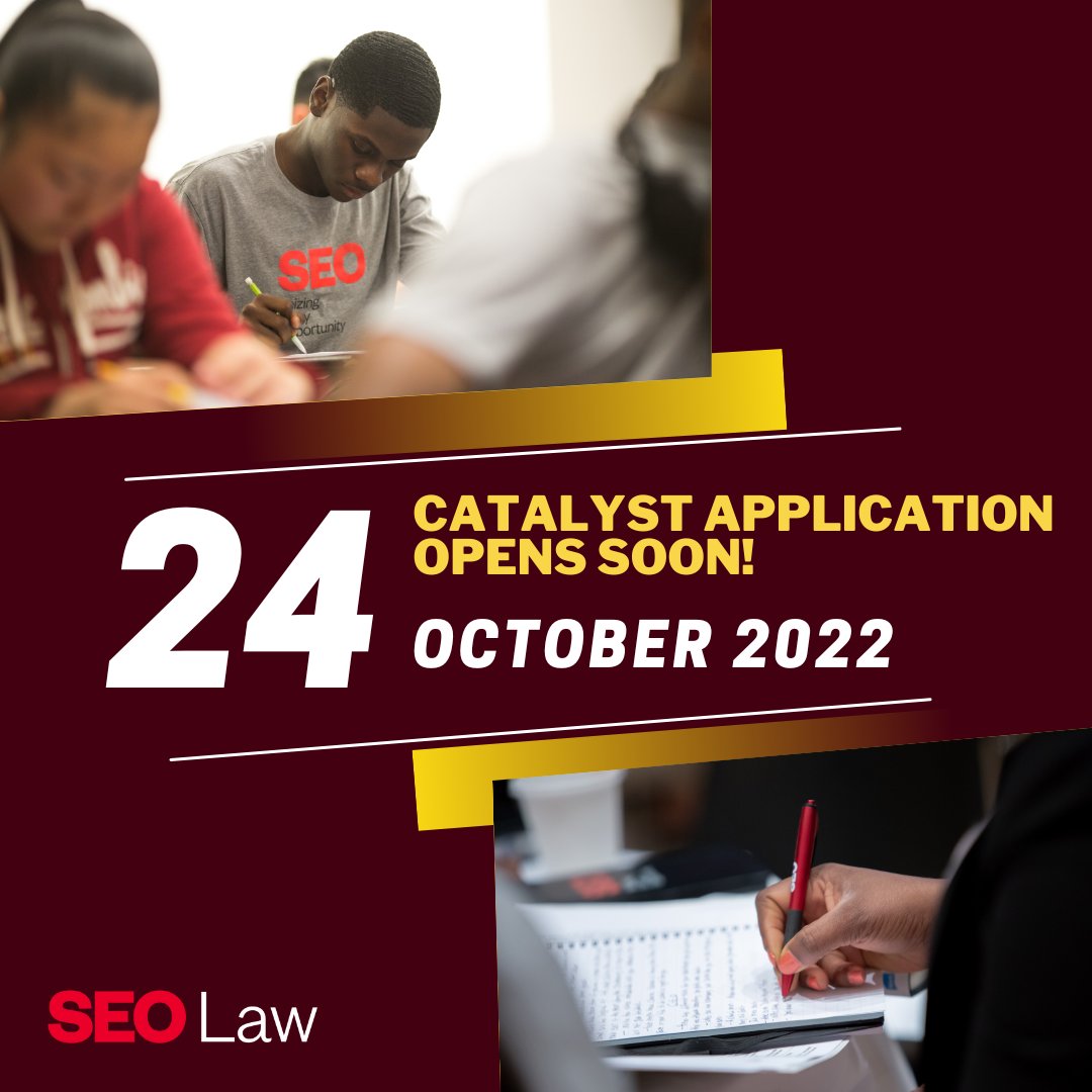 Are you a #prelaw individual looking for assistance in taking the LSAT and applying to law school? Apply to the 2023 #SEOLaw Catalyst Program - The application will be launching next Monday!

Interested in learning more? Register for our webinar via link in bio! #futurelawyers
