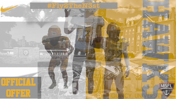Blessed to have received my third official offer to play Sprint Football and continue my education at Quincy University. Thank You to my Parents, Coach Hulk, Quincy University, My Recruiters, Forest Hill High School and God for blessing me with talents I have.