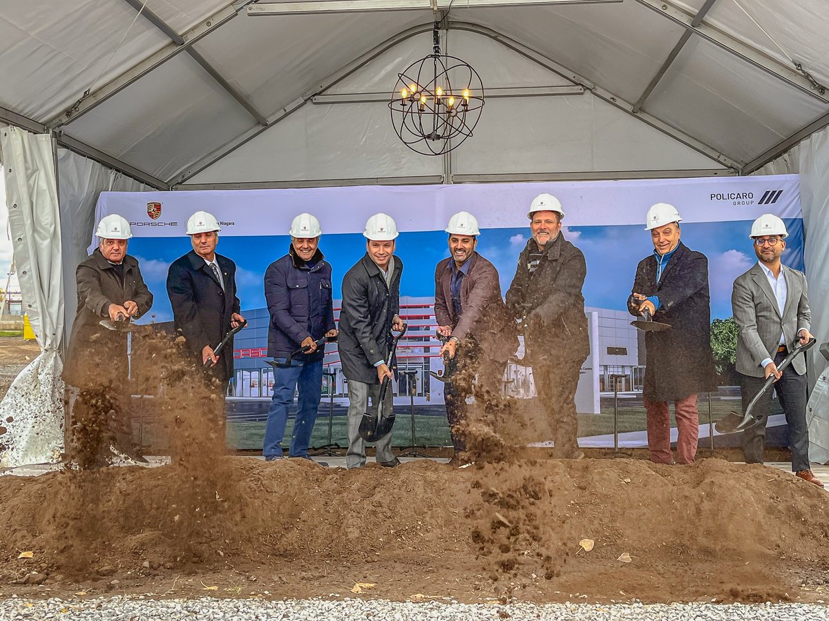 InvestinSTC's tweet photo. 1/2 Congratulations to Policaro Group on the ground breaking at 11 Export Drive for its new Porsche Centre Niagara. https://t.co/VAVjnCXQkh