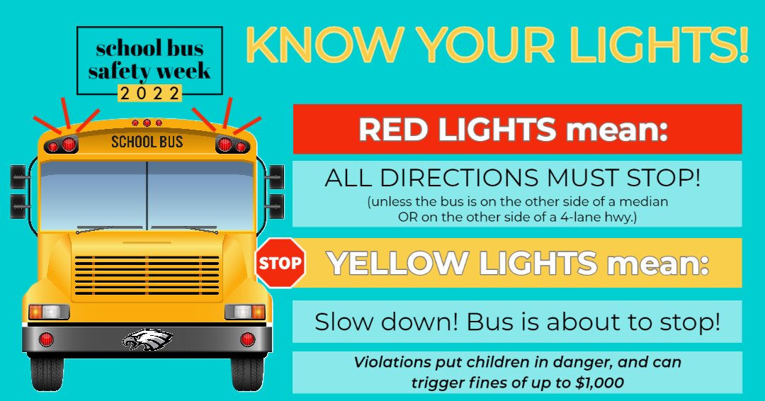 These big yellow buses seem easy to spot, but when the road is full of distracted drivers, things can go wrong in a hurry. During School Bus Safety Week and beyond, please keep an eye out for flashing lights and know what to do when a school bus is nearby!