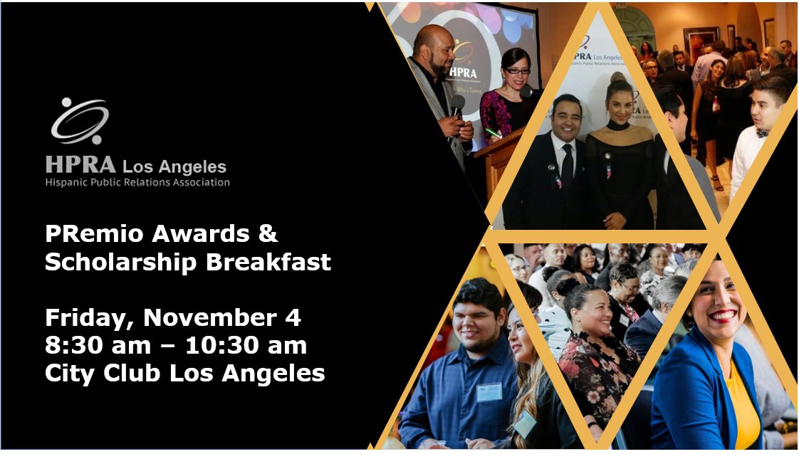Join HPRA-LA as we celebrate "The Next Generation of PR and Communications Talent" during the annual PRemio Awards and Scholarship Breakfast.
Register here: eventbrite.com/e/hpra-la-prem…