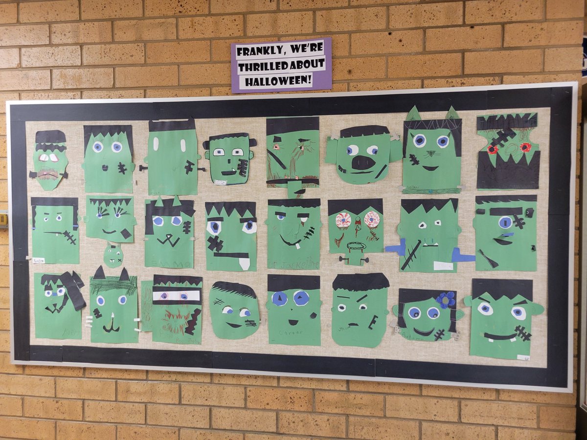 HunterElem's tweet photo. Hunter halls are getting spooky! Our students are showing off their bewitching art and writing skills. It's a treat to watch these kids learn! 

#hunterknights #hunterelementary #superstudents https://t.co/qsMLOO98Vz