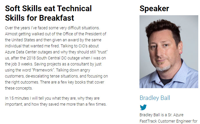 SQLBalls's tweet image. I am super excited to be presenting this Friday at @devopsdaystb !!

I will be presenting Soft Skills Eat Technical Skills for Breakfast.

devopsdays.org/events/2022-ta…