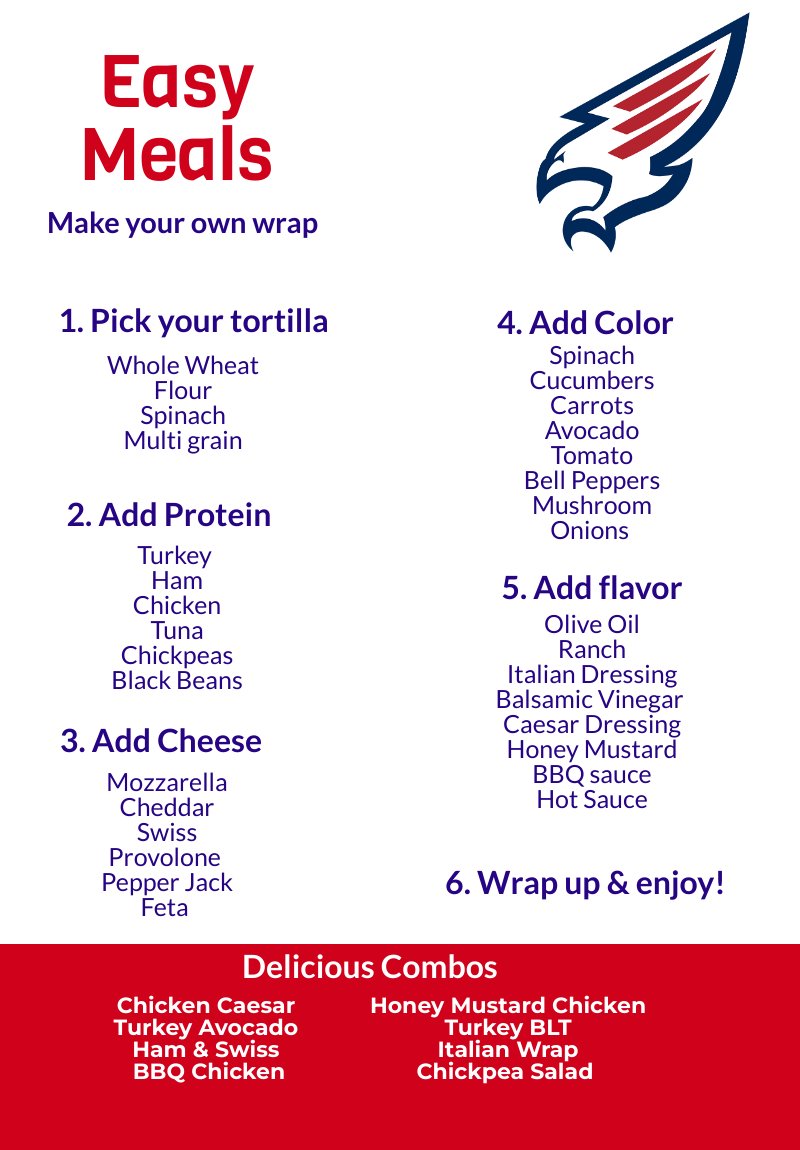 Between school, practice, &amp; other extracurricular activities high schoolers often find themselves needing to eat on the go. Wraps are an easy meal idea that still packs in quality nutrition