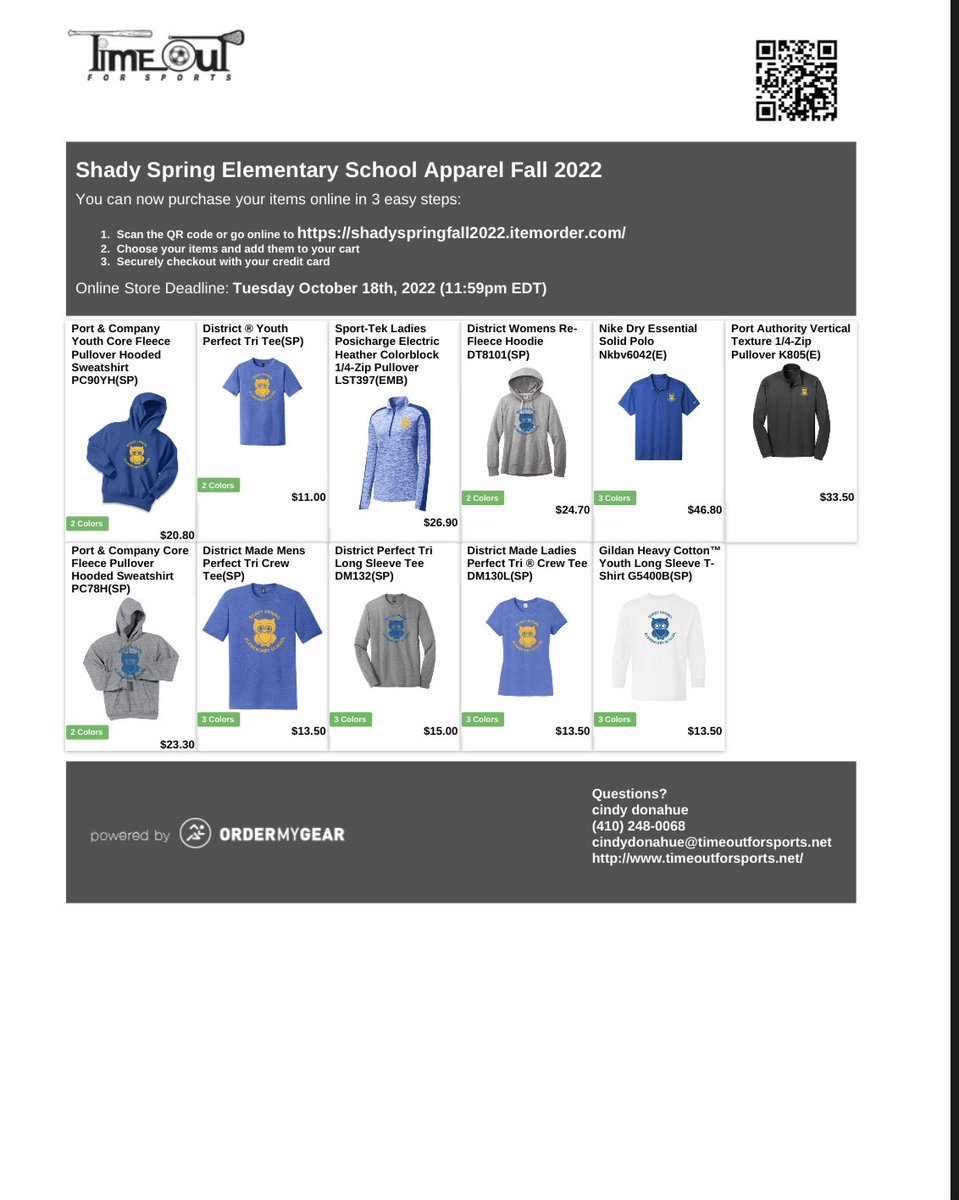 Last call for the <a href="/ShadySpringES/">Official Shady Spring ES</a> Spirit Wear Store!