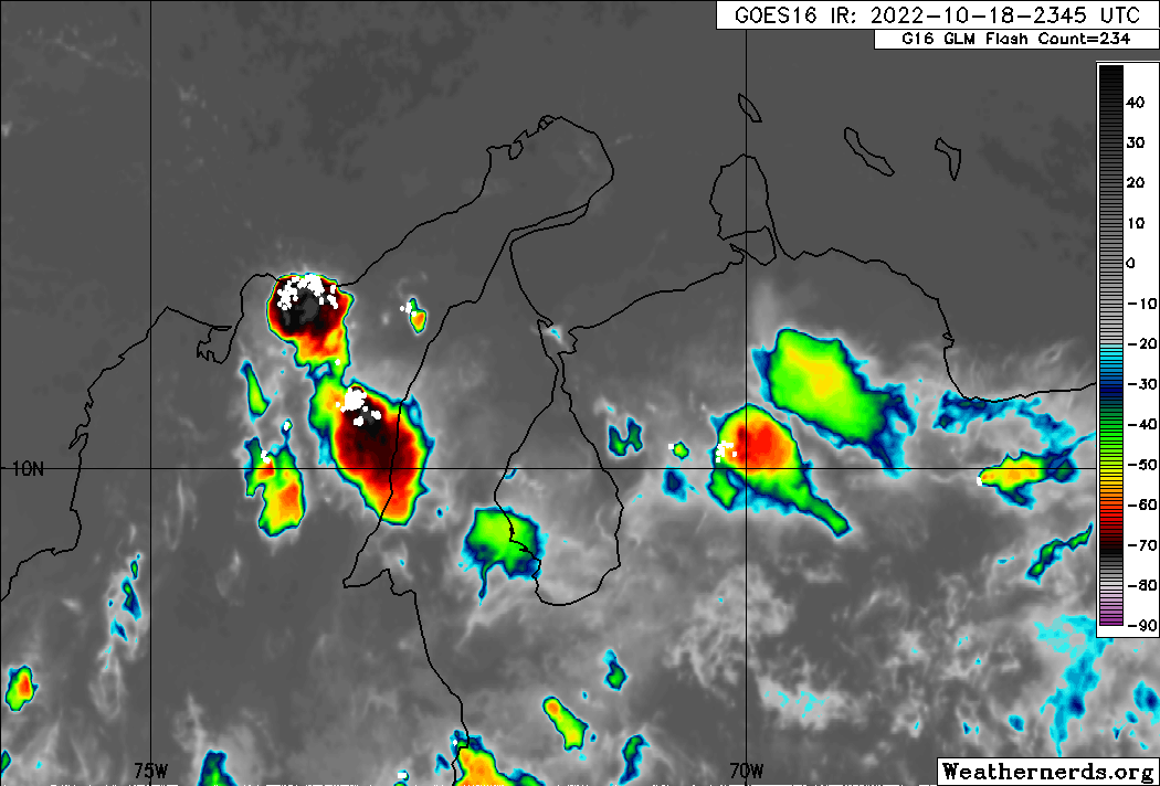 MeteoZulia's tweet photo. ⚠️🚨#Actualizacion #CondicionesDelTiempo en #Zulia #18Oct2022 2000 HLV
A esta hora destacan: nubes productoras de #Lluvias fuertes a localmente intensas sobre #SanRafaeldelMojan y debiles en áreas de la COL, en fase de disipación sobre #Ologa https://t.co/G4nW2u2XES