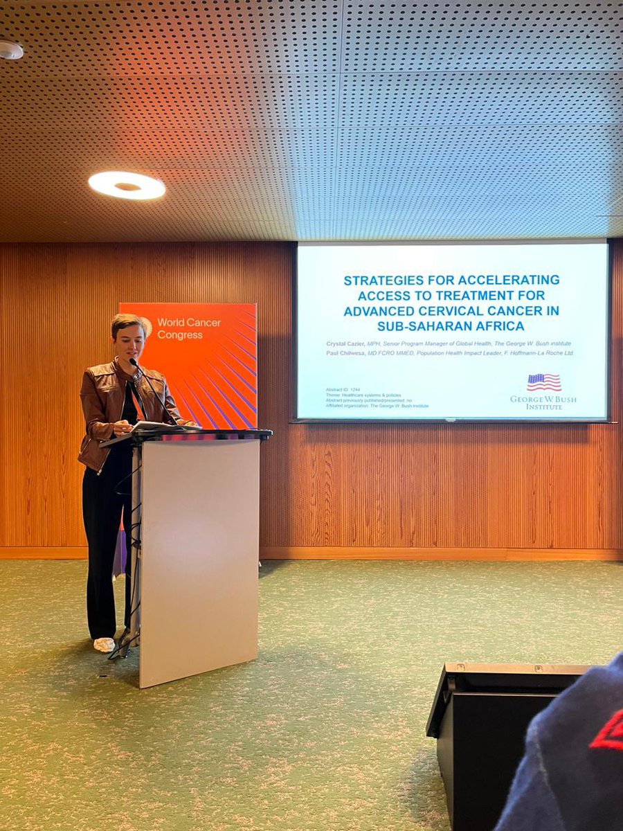 Delighted to present on <a href="/TheBushCenter/">George W. Bush Presidential Center</a>’s report to accelerate access to treatment for advanced #cervicalcancer in Arica at #WCC2022 - work in support of the <a href="/GoFurther/">GoFurther</a> partnership. Check out the report to learn more! bushcenter.org/publications/r…