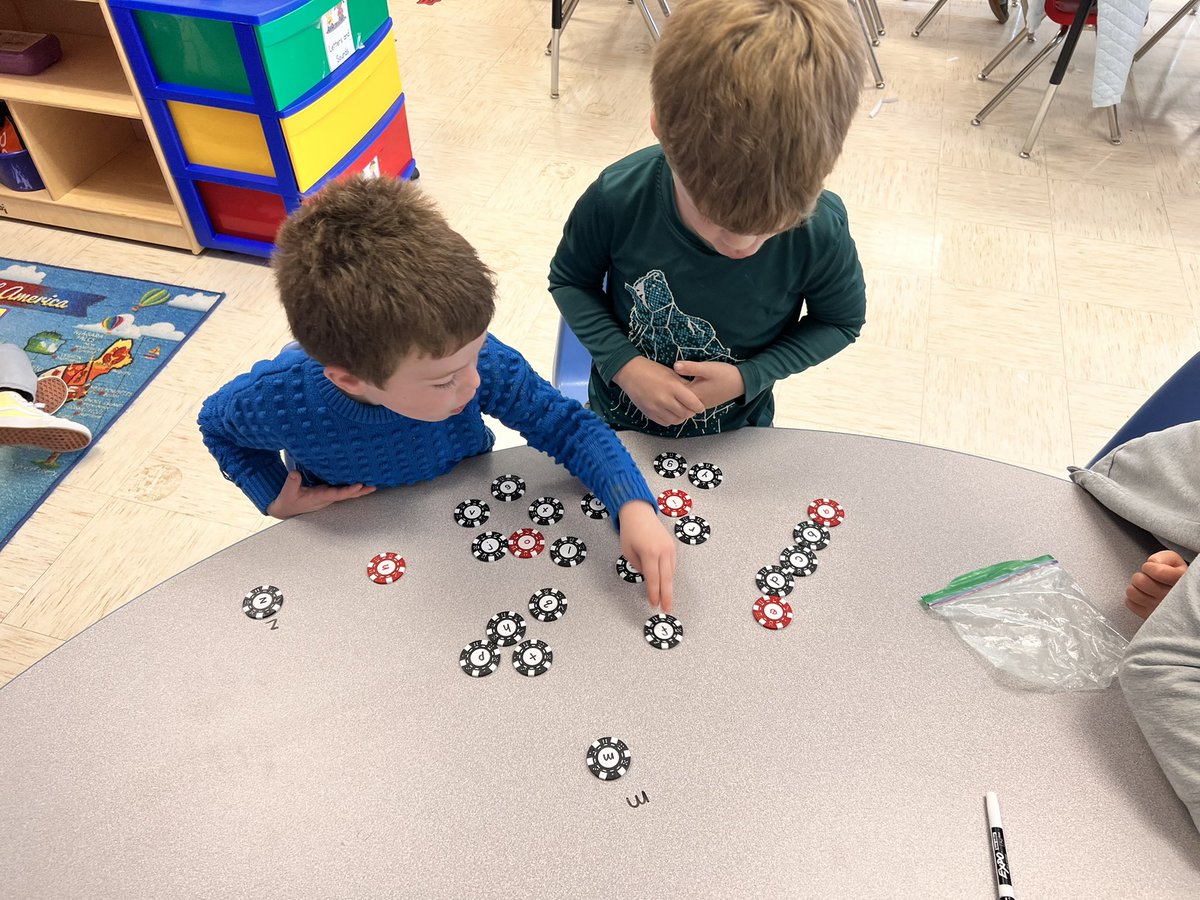 CarneysKinders's tweet photo. Poker chips in #kindergarten?! No way - these are alphachips and we’re using them for letter ID and ABC order! Thanks for teaching us about them @Molly_Day_ELA ! @mrowlandRFES @RodgersForgeES @BCPS_ELA https://t.co/EMqUOofEum