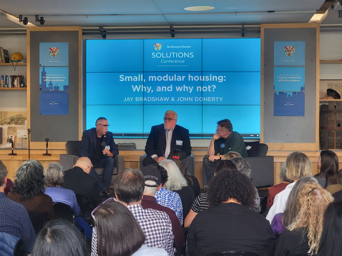 awong_SF's tweet photo. Love this discussion about modular housing by Jay Bradshaw, John Doherty and @KevinChron. #SFNextSolutions https://t.co/LnML0wj55E