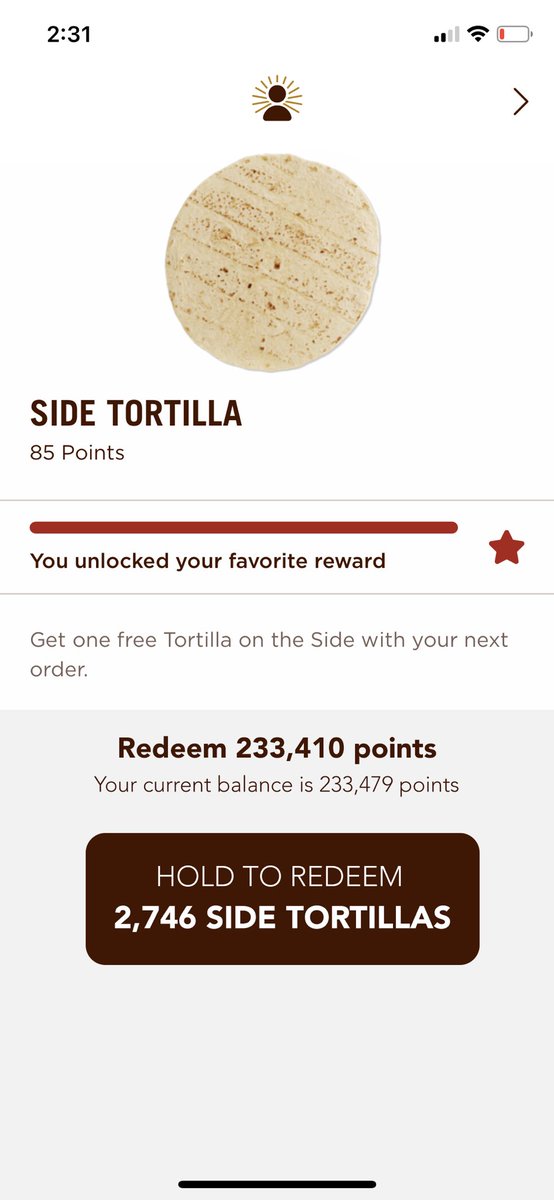 Cashing in all my Chipotle Points for the perfect reward.