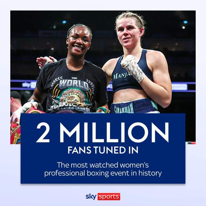 For the Big Womens fight in the UK over 2 million viewers tuned in to watch, hence making it the most watched women's profesional boxing event ever! . #mayerbaumgardner #shieldsmarshall @Claressashields @Savmarshall1 @MikaelaMayer1 @alyciambaum @boxxer @skysports