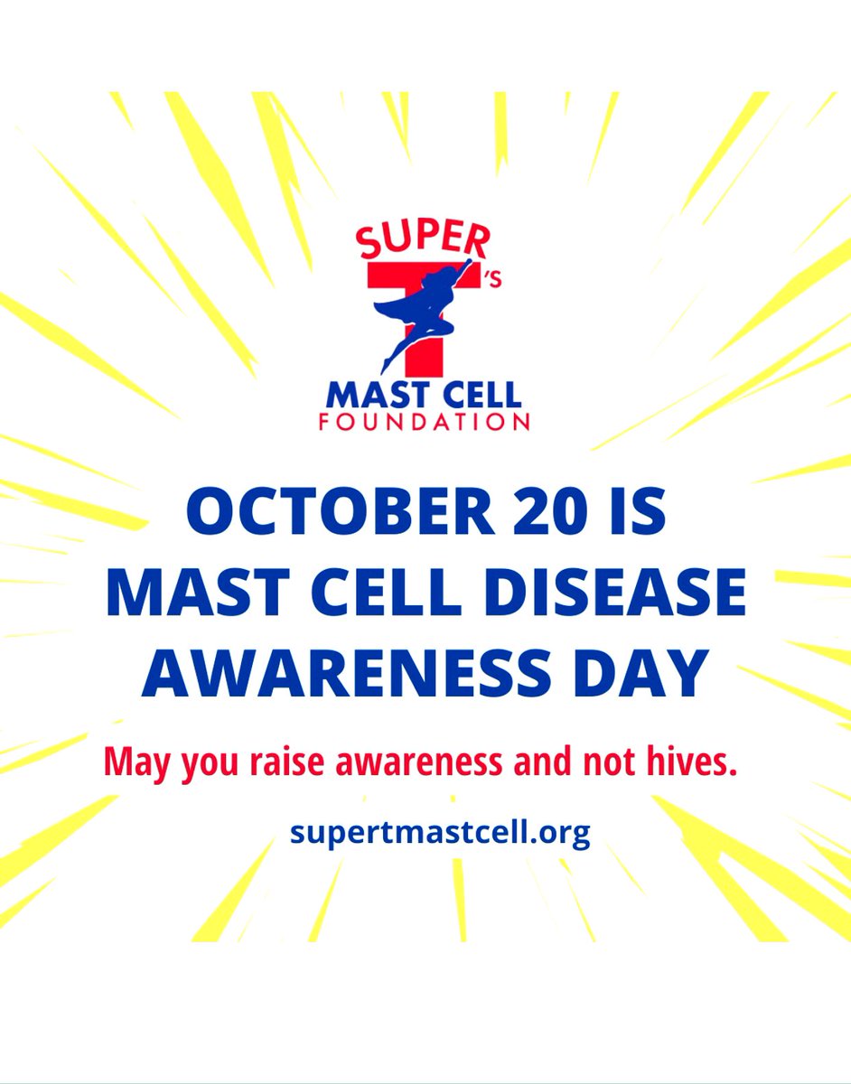 Get ready superhero’s!  Collectively, our voices are mighty.  Medical community, family, friends, work place supporters, and supporting communities, hear us and support us on Thursday, October 20th.
Remember to wear your purple💜#mcas #mastcelldiseaseawarenessday
