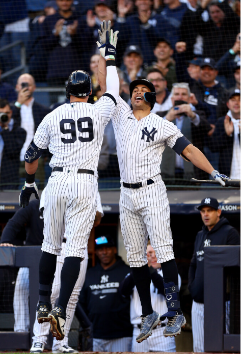 ESPN Stats & Info on X: Today is the 4th time that Aaron Judge and Giancarlo  Stanton have homered in the same postseason game, the most instances by a  pair of teammates