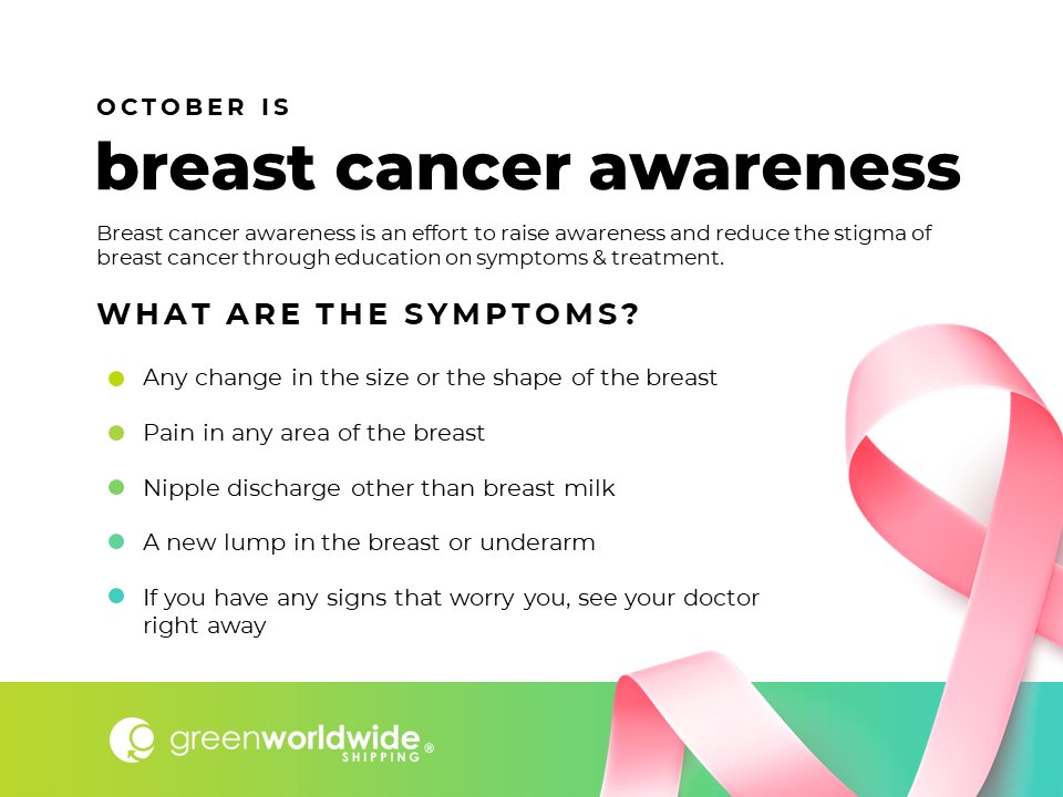 greenworldwide's tweet photo. Reminder: This is breast cancer awareness month. Know your risks and know the symptoms. Early detection saves lives.
#breastcancerawareness #earlydetectionsaveslives #greenworldwide https://t.co/16cbeoWSkp