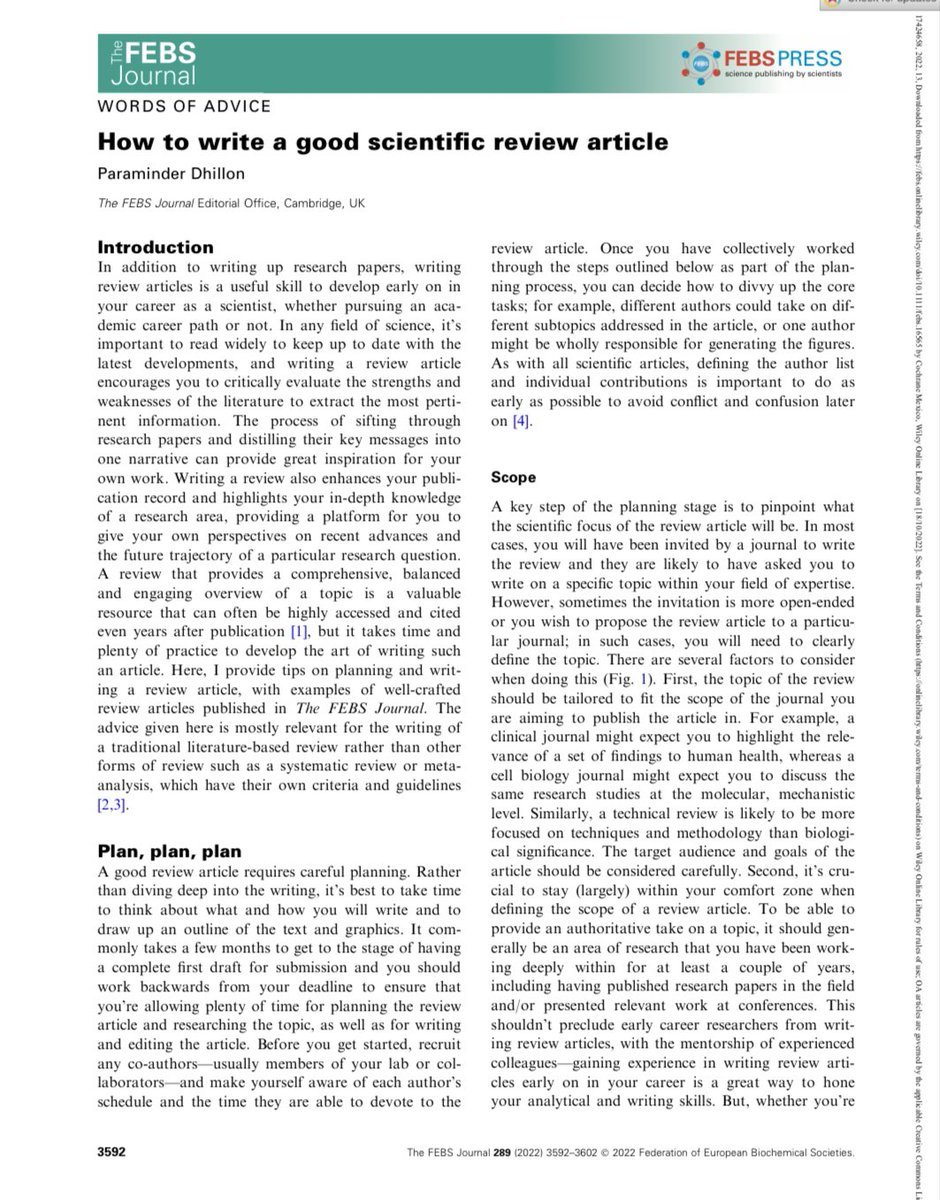 Guía completa para escribir un buen artículo de revisión ♾️ febs.onlinelibrary.wiley.com/doi/10.1111/fe…