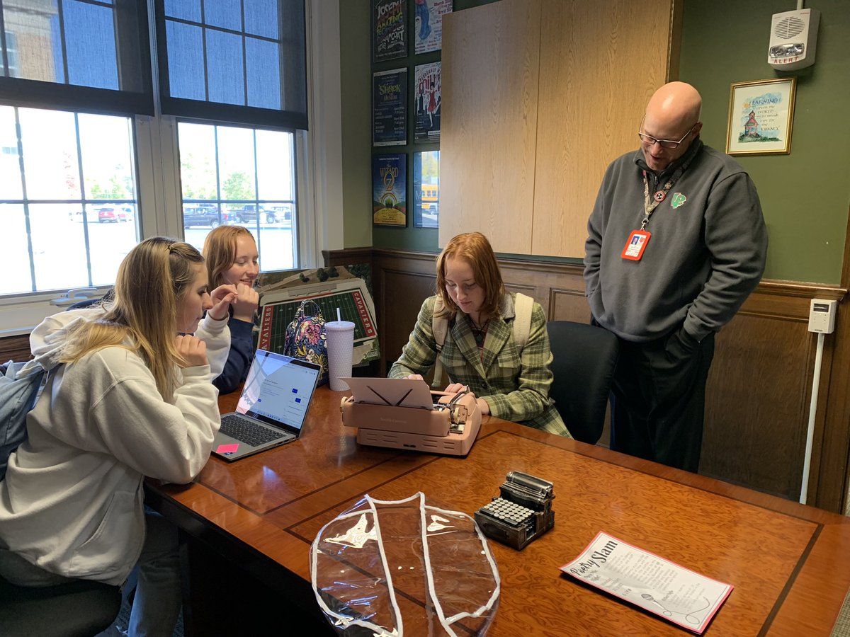 Dr. Wrobleski taught the Writing Club how to compose a few lines on his vintage typewriters. They were amazed!