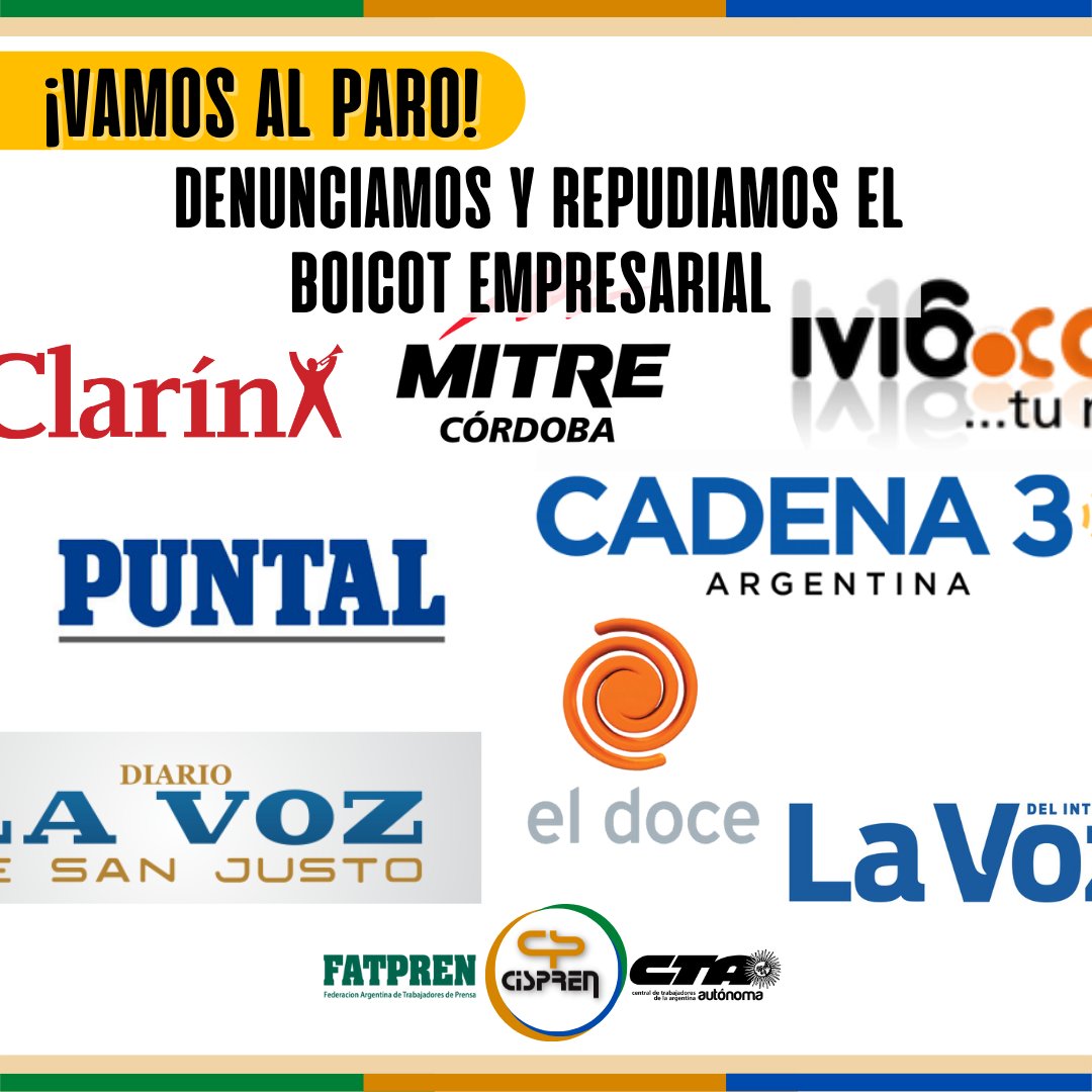 Cispren's tweet photo. 📢 Denunciamos y repudiamos el boicot empresarial | Vamos el PARO provincial ✊🏽

[HILO] 🧵 https://t.co/uYSQ6kUAMQ