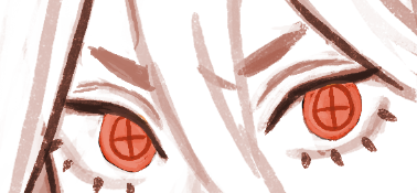 eye focus solo red eyes white hair close-up hair between eyes looking at viewer  illustration images