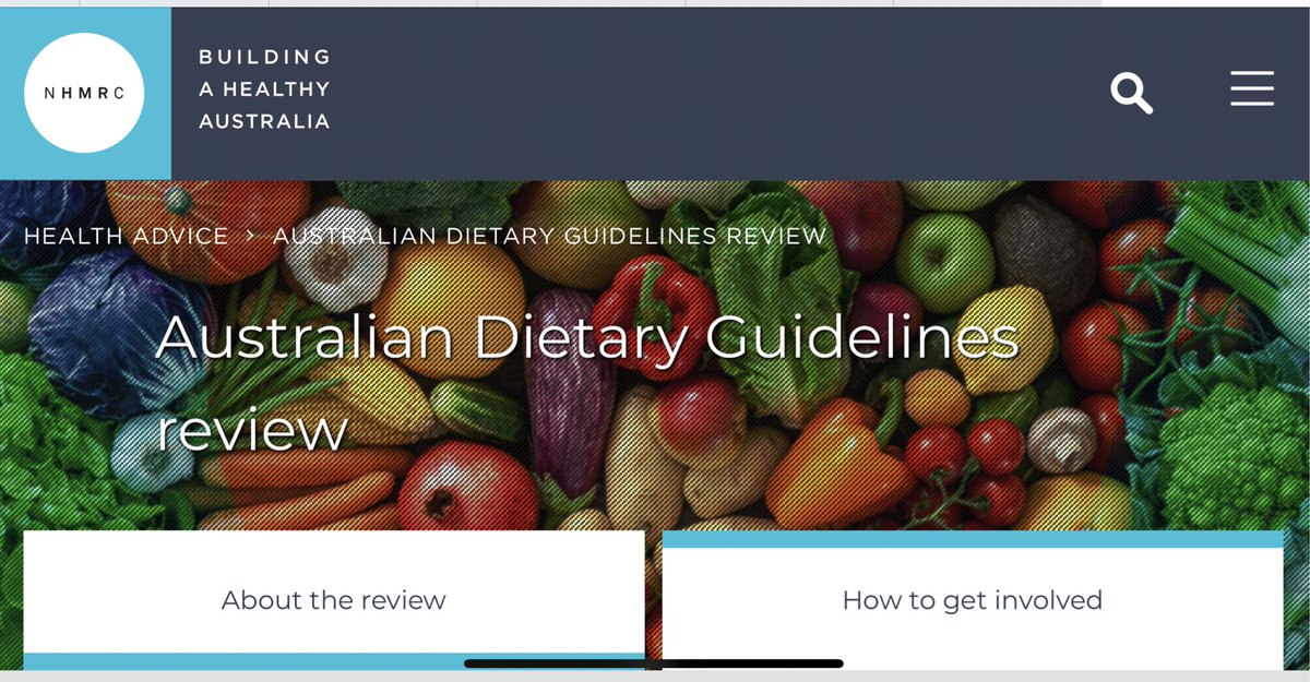 Australia’s @nhmrc is currently reviewing the 2013 Australian Dietary Guidelines - find out more (& check the fascinating stakeholder communications log while you’re there) ⤵️ #ICO2022 nhmrc.gov.au/health-advice/…