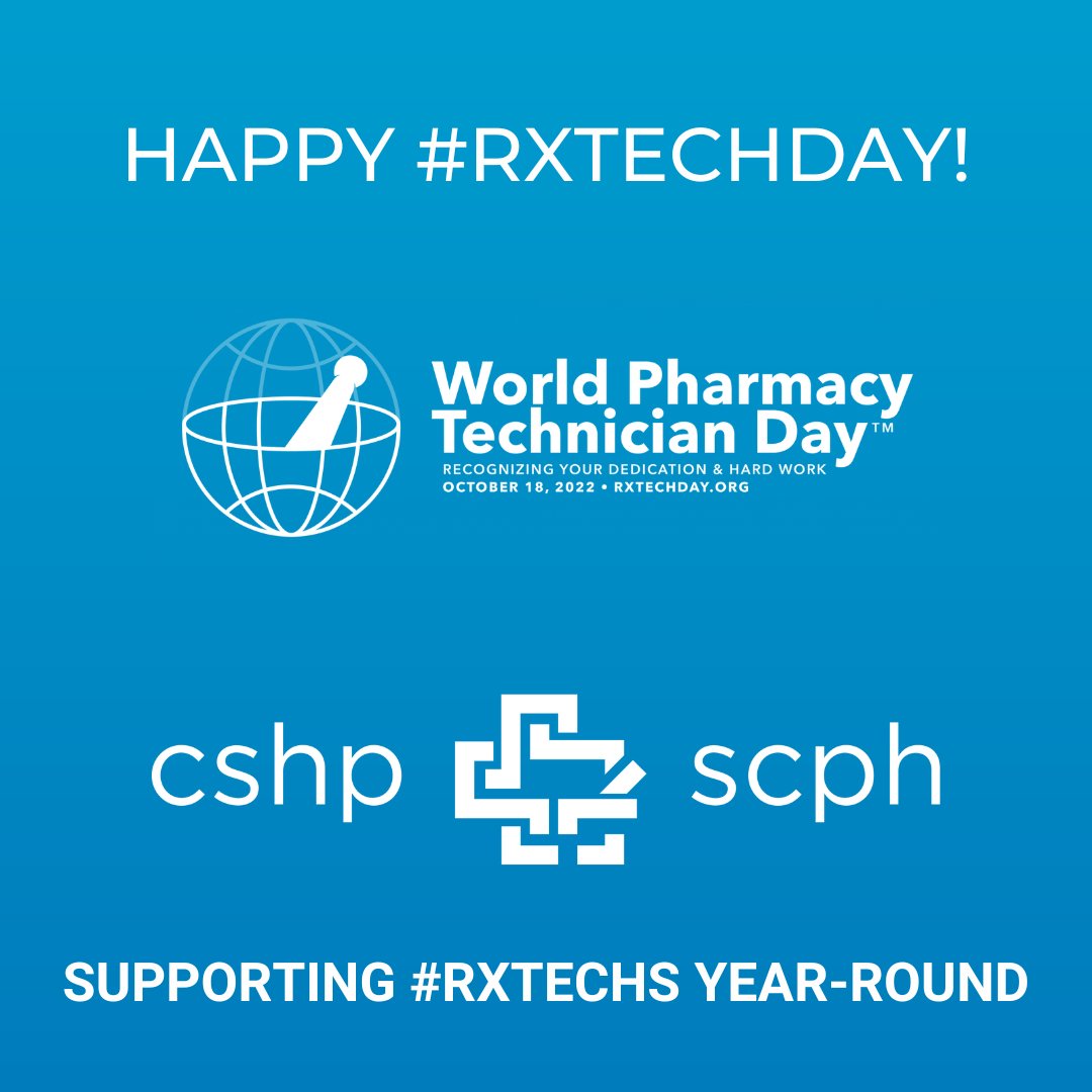 CSHP_SCPH's tweet photo. 📅 Happy World #Pharmacy Technician Day! CSHP is proud to support #RxTech members year-round. 
Check out a sample of resources available to #RxTechs at https://t.co/XWP9A6ZJDo! https://t.co/4PDzko3hLL