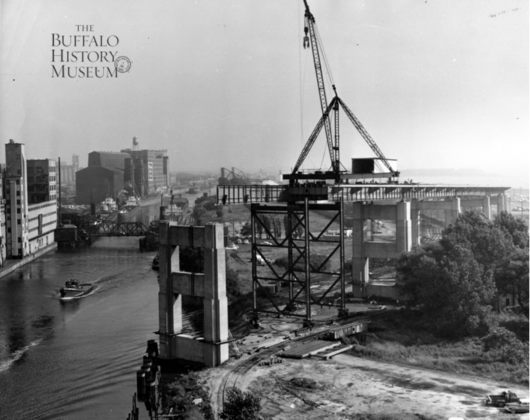 BuffaloHistory's tweet photo. Buffalo's Skyway first opened to the public during this week back in 1955. This photo from our collection shows it under construction in the summer of 1954. #BuffaloHistory #ExperiencingHistoryWithYou https://t.co/hL6y4p88lQ