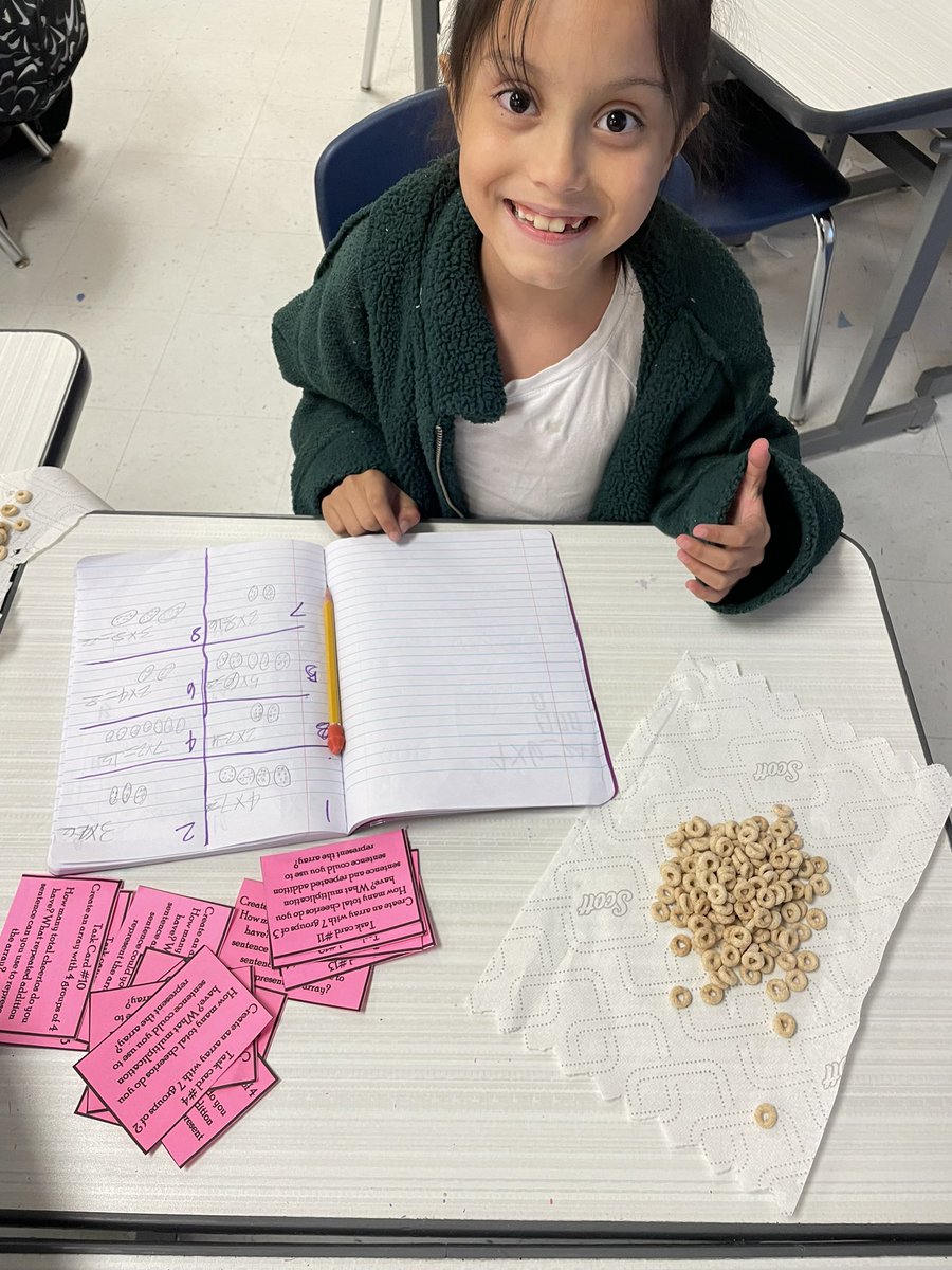 Math is so much better when food is involved 🥰  we created arrays and equal groups with Cheerios!! <a href="/EastsideCISD/">Eastside Elementary</a>