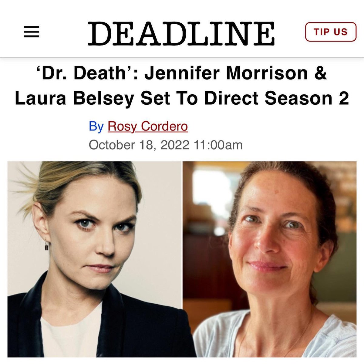 AllAboutJMo's tweet photo. 📱”So excited to be on this journey! @Littleton_Road #ashleymichelhoben @ucp @peacocktv #patrickmacmanus #nyc  #escapeartistsentertainment @WonderyMedia”

📸 @jenmorrisonlive’s instagram 

#JenniferMorrison #DrDeath #DirectorMorrison https://t.co/4OsXPPPBa5
