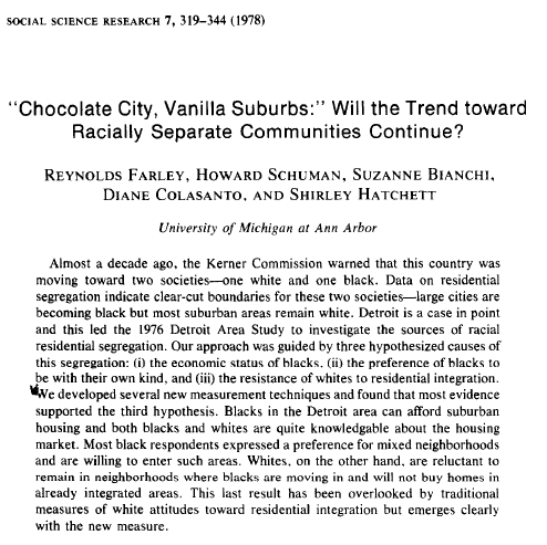 @prudencelcarter Similar findings from 1978 study "Whites, on the other hand, are reluctant to remain in neighborhoods where blacks are moving in and will not buy homes in already integrated areas." <a href="/doc_thoughts/">Deadric T. Williams</a> <a href="/SandyDarity/">Sandy Darity, Retweets do not mean endorsement.</a> <a href="/DarrickHamilton/">Darrick Hamilton</a> @learothawms <a href="/therevcw/">Charles Williams II</a> <a href="/WSpriggs/">William E. Spriggs</a>