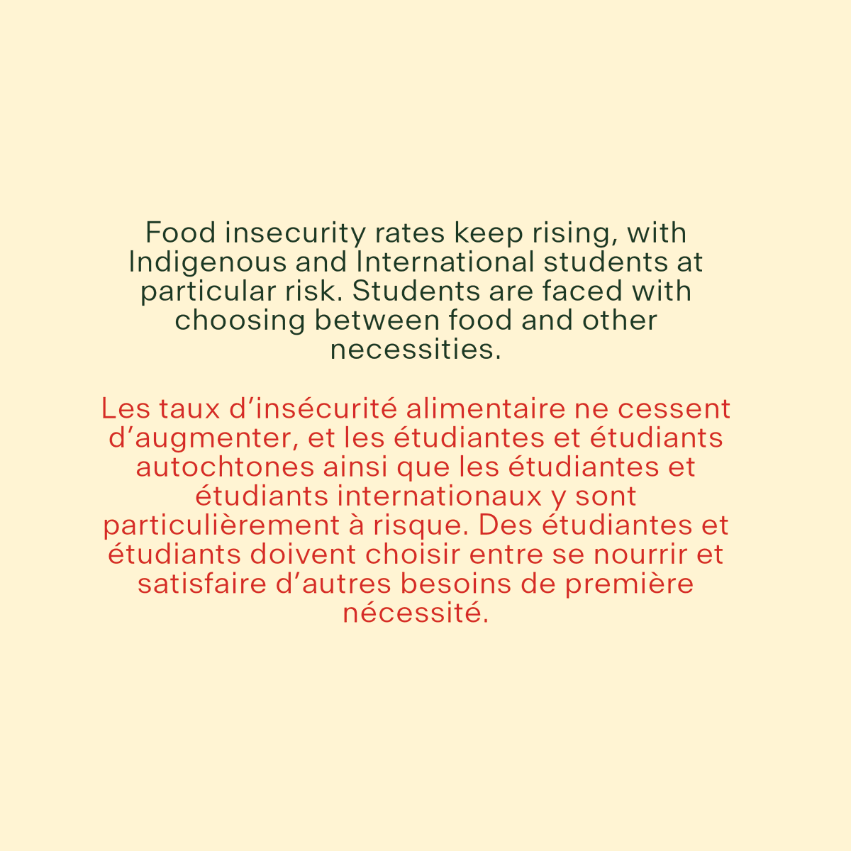 CFSON's tweet photo. No one should ever have to choose between food, rent, transit or books. Students demand that municipal candidates prioritize our well-being and take action to ensure #FoodSecurity for all. #DemandOurFuture https://t.co/o2ZN4PG42x