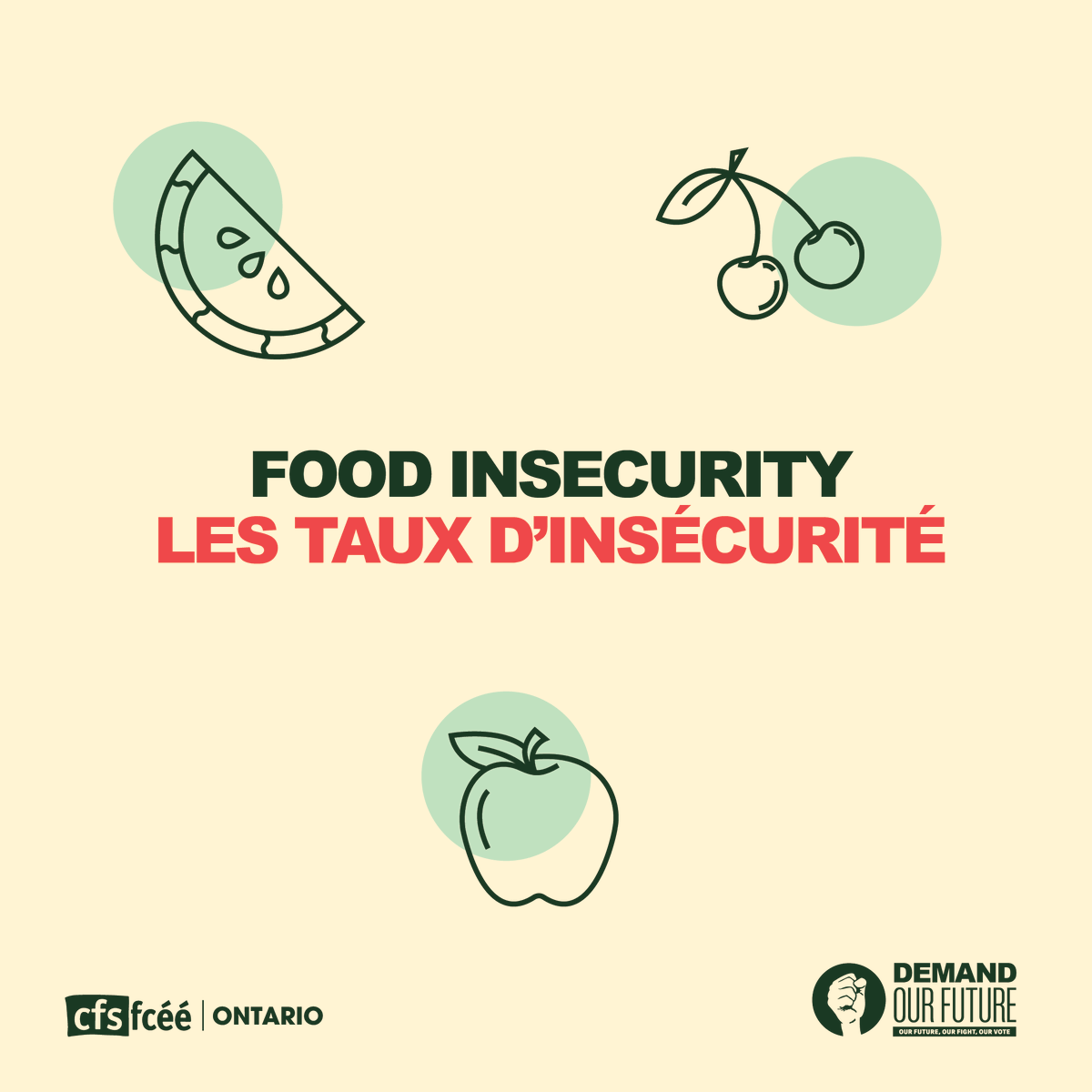 CFSON's tweet photo. No one should ever have to choose between food, rent, transit or books. Students demand that municipal candidates prioritize our well-being and take action to ensure #FoodSecurity for all. #DemandOurFuture https://t.co/o2ZN4PG42x