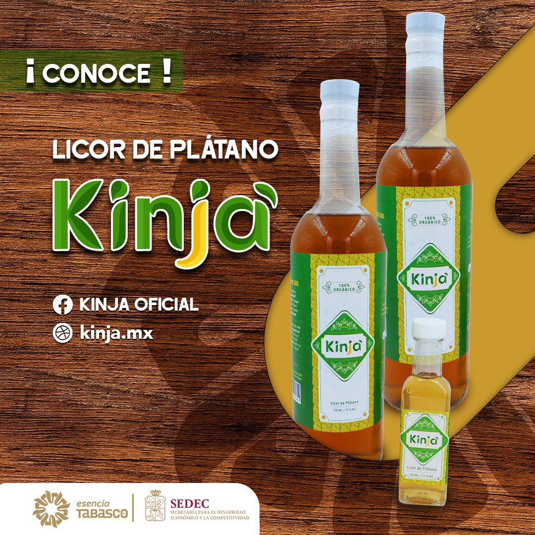 Le damos la bienvenida a Kinja, quien se une a la familia #EsenciaTabasco, anímate a probar este exquisito licor hecho a base de plátano. 

#ConsumeLocal
#ConsumeTabasco