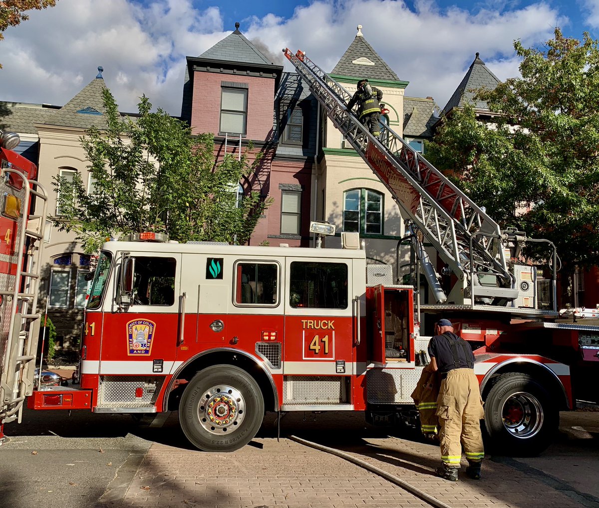 Great job by DCFD Firefighters at 2915 2nd St NE . Fire top floor , Fast knockdown