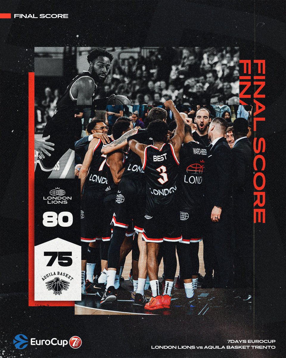 HISTORIC W! 🤩
We’re the first British team to win a <a href="/EuroCup/">BKT EuroCup</a> game in 18 years! 🦁🥲

A real #7DAYSMagicMoment 🥹✨

#RoadToGreatness #7DAYSEuroCup
#wearelondon