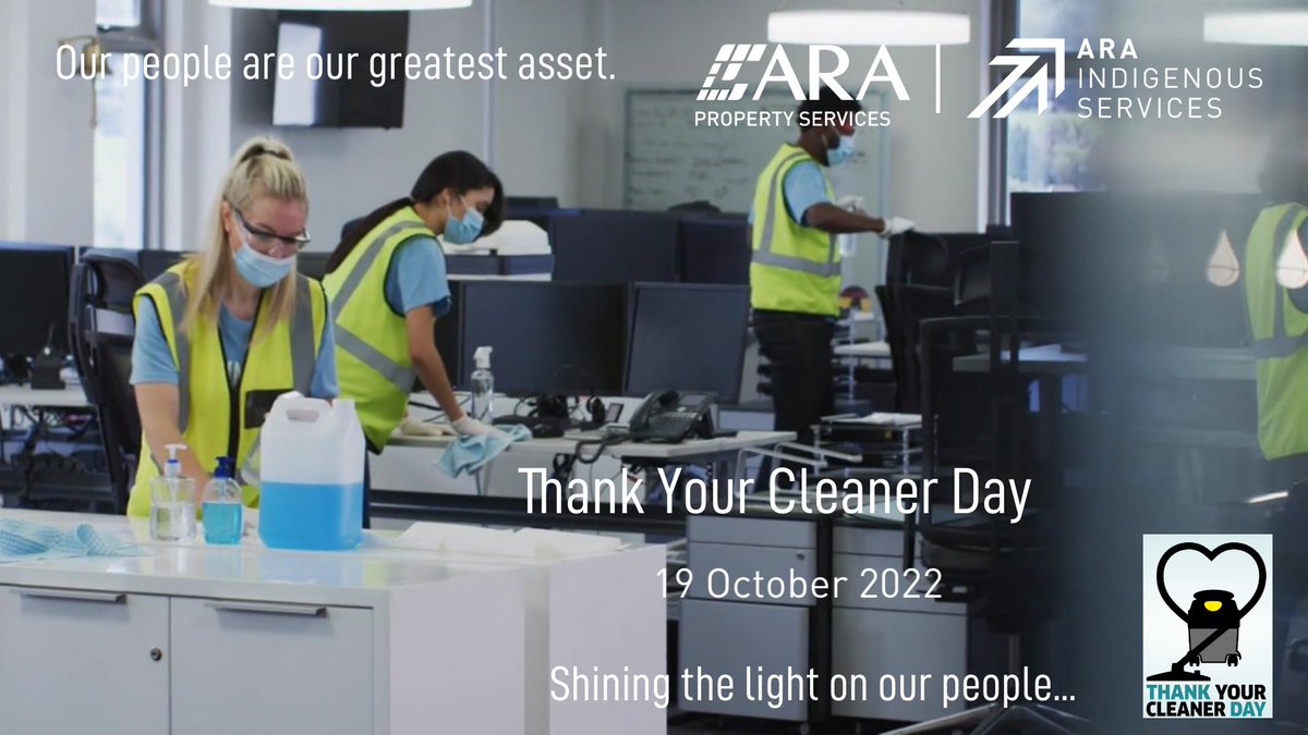 Today is 'Thank Your Cleaner Day. A special 'Thank you'', to our team of amazing cleaners, who go above and beyond everyday to make a difference. We shine a light on you. You are our biggest asset! ARA - Here for you. Here for good.
<a href="/araisservices/">ARA Indigenous Services</a>
#thankyourcleanerday2022