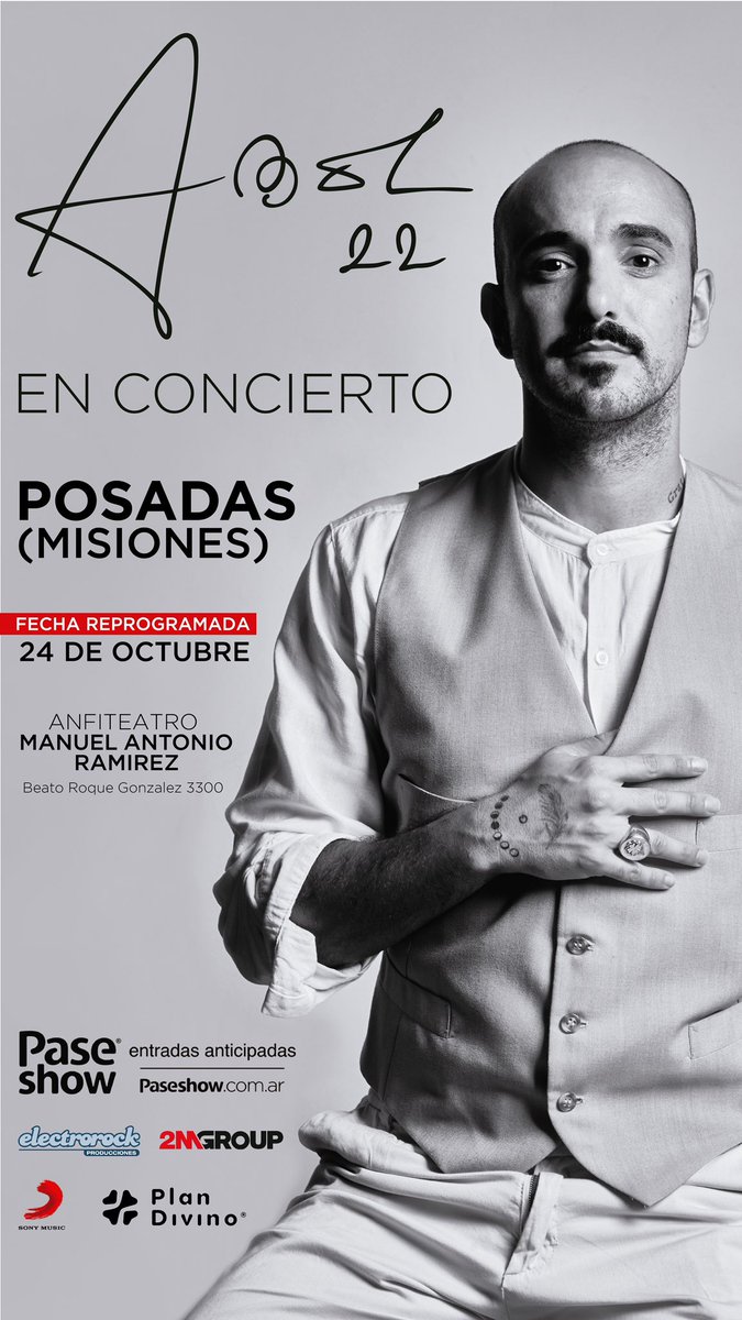 AbelPintos's tweet photo. Hola buenas! Les dejo una data. La producción local de Posadas decide posponer el concierto al Lunes 24 por razones climáticas. Las entradas adquiridas son válidas. https://t.co/K0o6yiEtEE