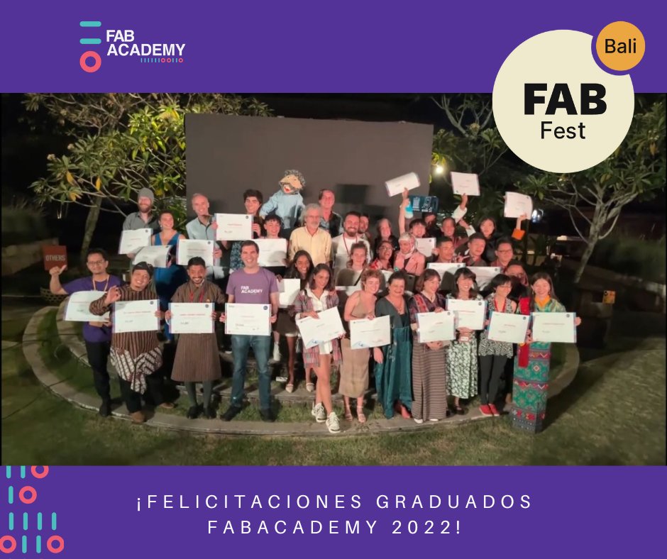 fablabesan's tweet image. ¡Desde el Fab Lab ESAN saludamos y felicitamos a todos los graduados del diploma FabAcademy 2022!
¡Les deseamos muchos éxitos profesionales!
#FabLabESAN #UniversidadESAN #fabacademy2022   #FabFoundation #balifabfest2022 #FabricacionDigital #fabbers #MIT #fablabnetwork #fabbers