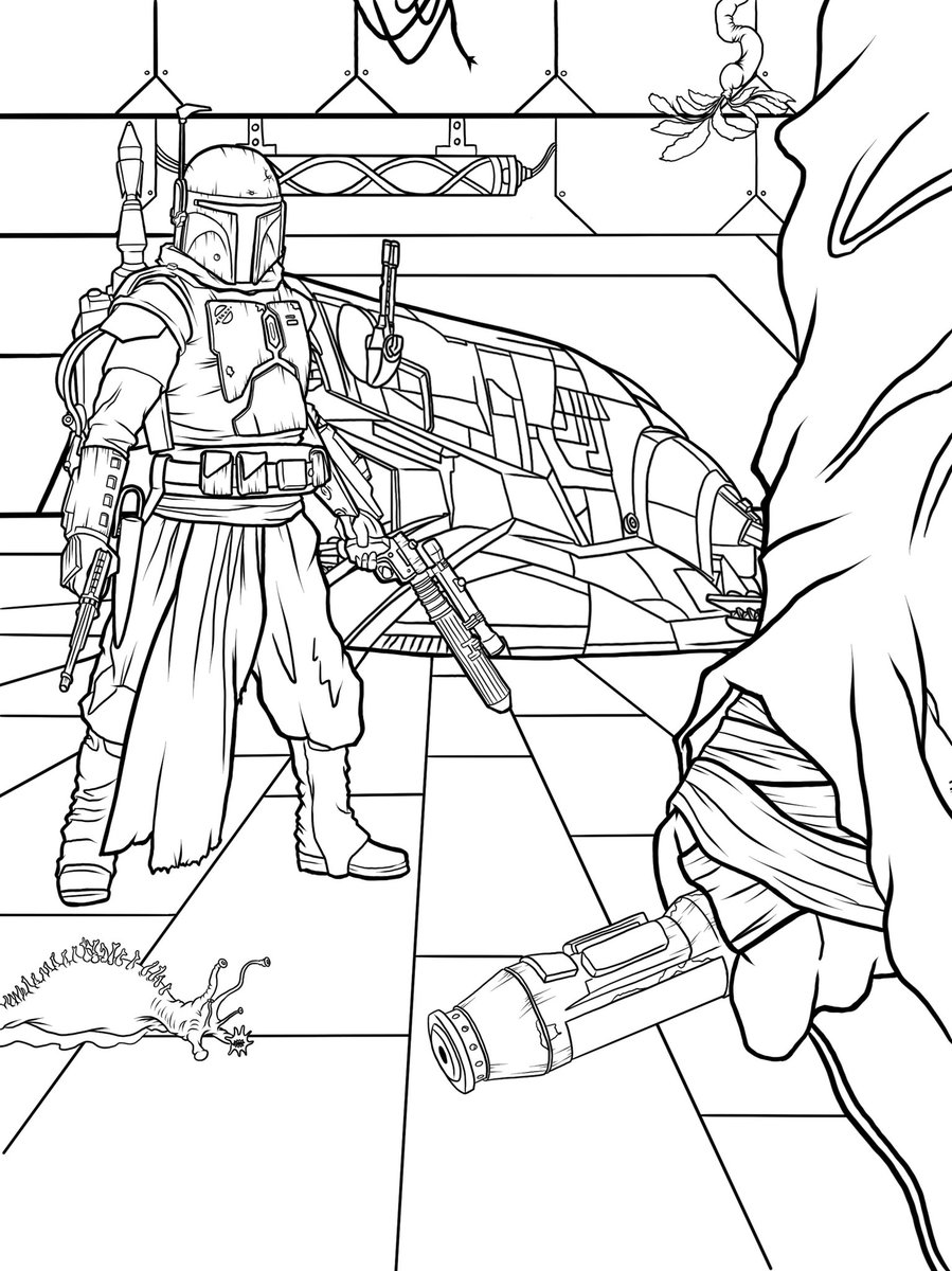 Been wanting to do this for a while now. Seeing as how both actors want it and I’m sure the masses do as well, here is a #BobaFett #MaceWindu face off. Coloured version coming soon. <a href="/starwars/">Star Wars</a> <a href="/SamuelLJackson/">Samuel L. Jackson</a>