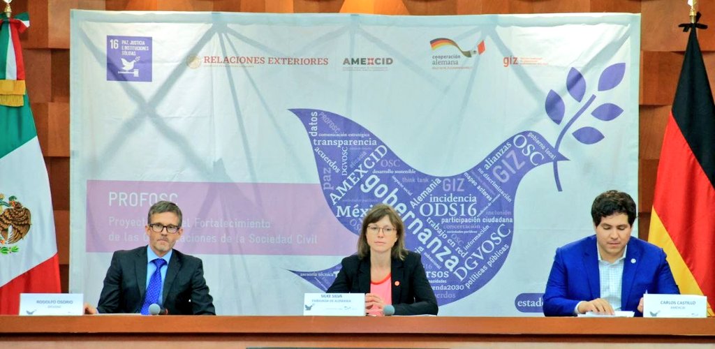 marthadelgado's tweet photo. Esta tarde, se lleva a cabo el evento de cierre del #PROFOSC, programa que desde 2018 ha sido impulsado por @SRE_mx, @AMEXCID y @GIZMexico. Aquí puedes seguir la transmisión https://t.co/x5yrtQIT7S https://t.co/fG0Fge26kD