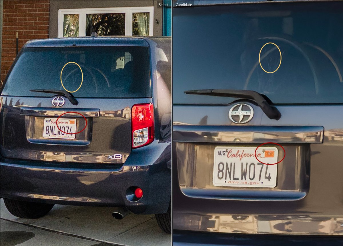 mwilliamtyler's tweet photo. @halidecamera WTF Adobe? Example of what I'm seeing: At 100% the registration tag clearly reads 2023 on the ProRaw, but runs into the resolving limit on the Raw. However the Raw resolves spokes on a bike wheel behind glass. The aggressive NR on the ProRaw completely erases spokes. Catch 22. https://t.co/yN5i4xMRwY