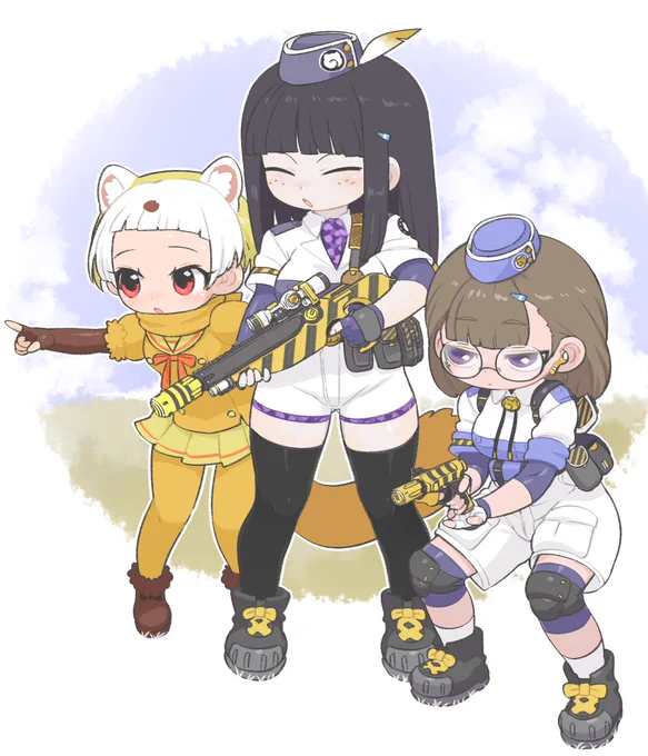 通りすがりの対セルリアン装備(ぷらずむ榴弾)パークスタッフとホンドテンちゃん 