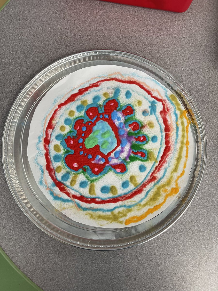 McCuskerLibrary's tweet image. This week K-5 Media students are creating whole class Rangoli sand art designs to get ready for Diwali. Each student has a turn, collaborating to create a single design! @fernbrooknj