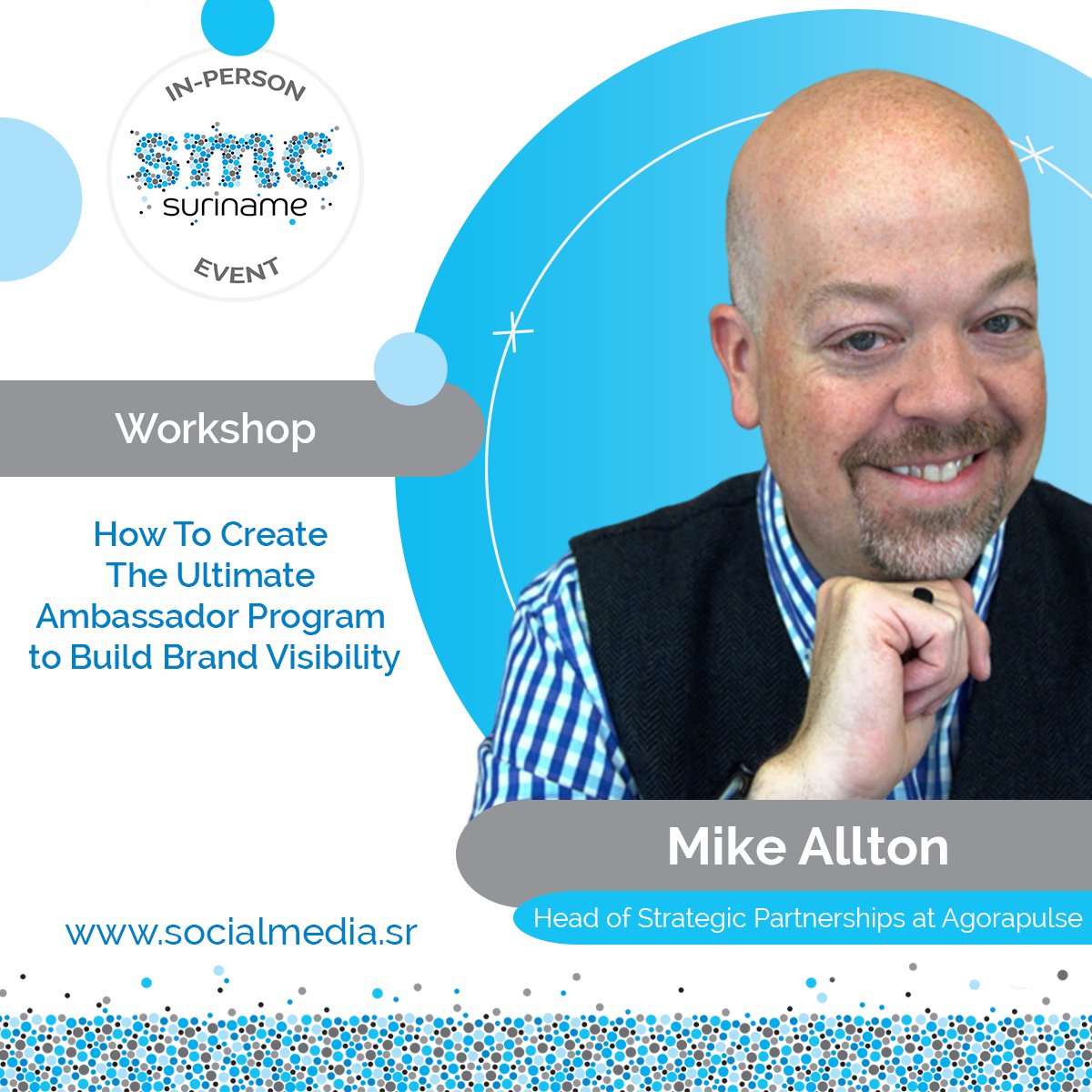 Mike Allton is joining us as a speaker for the 6th edition of the Social Media Conference Suriname🥳! 

Learn more about SMCS22 here: bit.ly/SMCS22Info 
Purchase your EARLY BIRD PASS here: bit.ly/SMCS22SHOP

#SMCS22 #SocialMedia #Suriname
