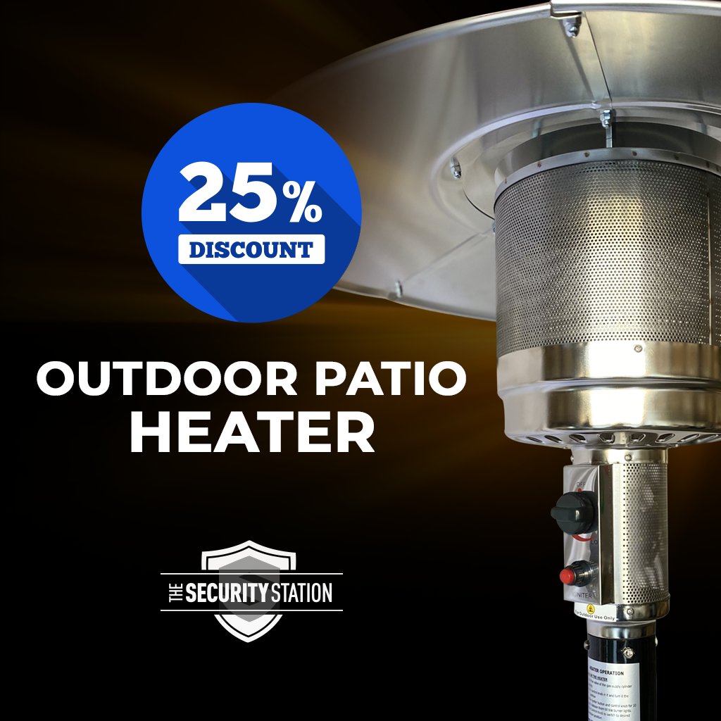 Our Outdoor Patio Heaters are available for 25% off. Check them out under “Other Equipment” at thesecuritystation.com  #TheSecurityStation🛡️