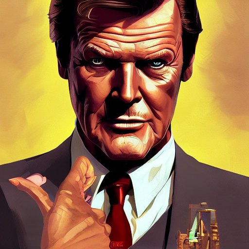 James Bond actors Timothy Dalton, Sean Connery, and Roger Moore in the style of Grand Theft Auto cover art #artbyai