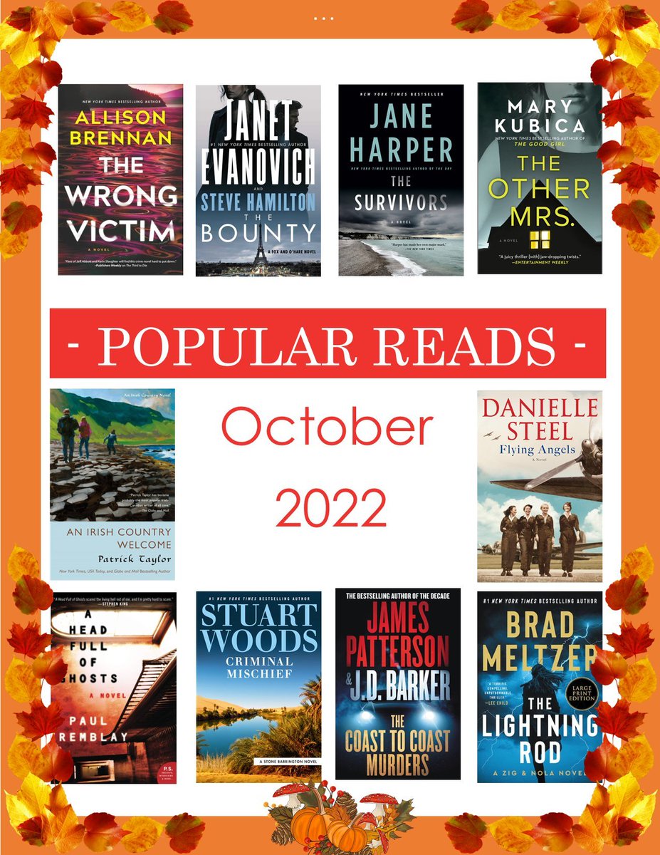 IrricanaLibrary's tweet photo. Our October Popular Reads have finally came! Come on in to the Irricana Library and check them out in our New Arrivals section 📚🎃 https://t.co/D00tKEj2PR