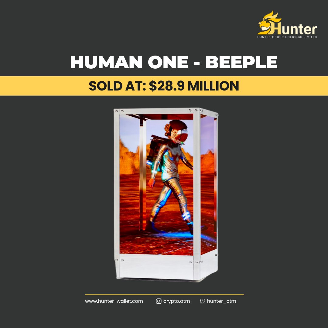 hunter_ctm's tweet photo. ‘Human One’, an NFT by digital artist Mike Winkelmann (Beeple), sold for $28.9 million in November 2021 at a Christie’s auction in just 3 minutes. The generative art is a kinetic video sculpture with a corresponding dynamic and continuously evolving landscape.
#HunterCTM https://t.co/emLn8Ko4mD
